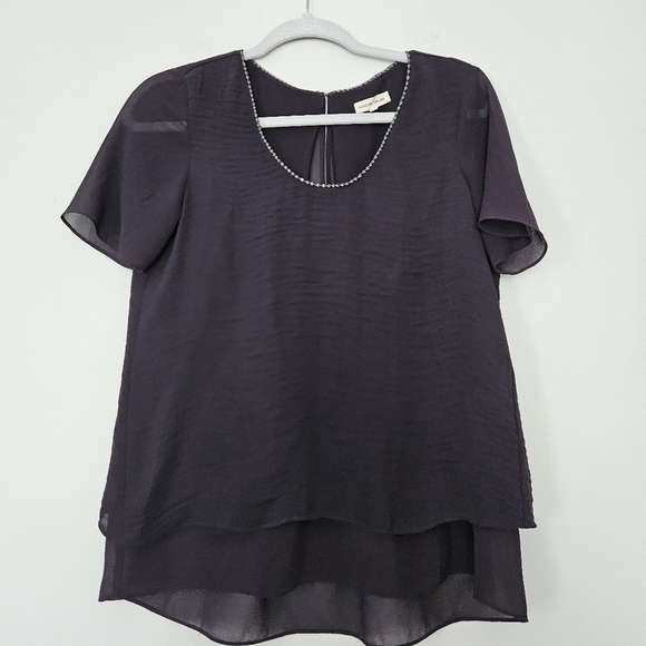 Rebecca Taylor plum layers sheer blouse size 2 - Picture 1 of 8